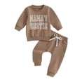 thumbnail image 1 of Okbabeha Toddler Baby Girl Clothes Mamas Girl Shirt Long Sleeve Crewneck Sweatshirt Jogger Pants Matching Outfit Set, 1 of 6