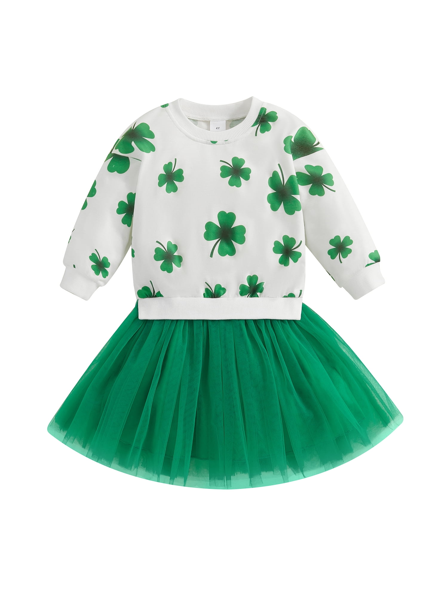 Toddler Girl St. Patrick's Day Outfit - Little Lucky Charm Sweatshirt & Clover Pants 2-Piece Set