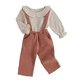 thumbnail image 1 of Okbabeha Toddler Baby Girls Doll Collar Ruffle Long Sleeve Linen Blouse Top+Corduroy Overalls Suspender Pants Vintage Fall Clothes Outfit, 1 of 7