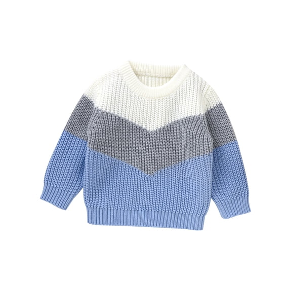 Okbabeha Toddler Baby Sweater Boy Girl Knit Fall Sweaters Pullover Block Color Crewneck Sweatshirt Warm Winter Clothes