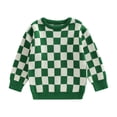 thumbnail image 1 of Okbabeha Toddler Baby Sweater Boy Girl Knit Sweaters Pullover Checkerboard Crewneck Sweatshirt Warm Winter Clothes, 1 of 7