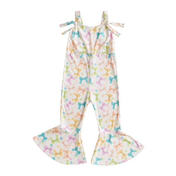 Okbabeha Toddler Bow/Strawberry Flare Leg Jumpsuit Baby Girl Romper Suspender Overall Playsuit