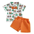 thumbnail image 1 of Okbabeha Toddler Boy Easter Shorts Set Carrot Car Print Short Sleeve Button-up Bow Tie Shirt Shorts, 1 of 7
