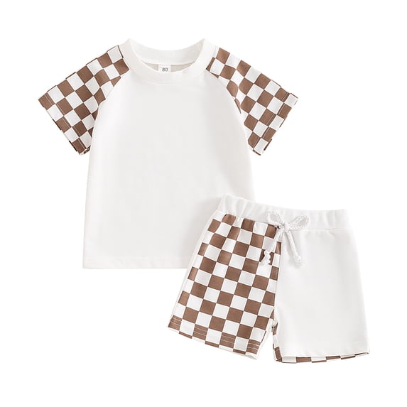 Okbabeha Toddler Boy Girl Summer Outfit Short Sleeve T Shirt Shorts Set 6 12 18 24 Months 2T 3T 4T 2PC Baby Neutral Clothes