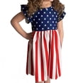 thumbnail image 1 of Okbabeha Toddler Girl 4th of July Dress Short Sleeve Crewneck Stars Stripe Print Independence Day A-line Dress Summer Clothes, 1 of 8
