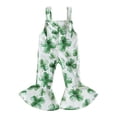 thumbnail image 1 of Okbabeha Toddler Girl St. Patrick's Day Outfits Baby Shamrock Print Sleeveless One-Piece Romper Suspender Jumpsuit, 1 of 8