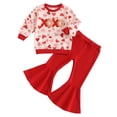thumbnail image 1 of Okbabeha Toddler Girl Valentine's Day Outfits Heart Long Sleeve Sweatshirt Flare Pants Set Cute 2 Piece Clothes, 1 of 8