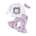 thumbnail image 1 of Okbabeha Toddler Girl Winter Clothes Baby Halloween Outfit Letter Crewneck Sweatshirt Pumpkin Flare Pants Fall Outfits, 1 of 7