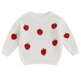 thumbnail image 1 of Okbabeha Toddler Girls Sweater Strawberry Embroidered Long Sleeve Pullovers Fall Winter Kids Clothes Baby Jumpers Tops, 1 of 7