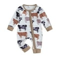 thumbnail image 1 of Okbabeha Western Baby Boy Girl Clothes Newborn Cowboy Outfit Fall Highland Cow Jumpsuit Infant Country Cowgirl Romper, 1 of 7