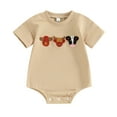 thumbnail image 1 of Okbabeha Western Baby Clothes Newborn Boy Girl Short Sleeve Fuzzy Cow Embroidery Bubble Romper Summer Outfit, 1 of 7