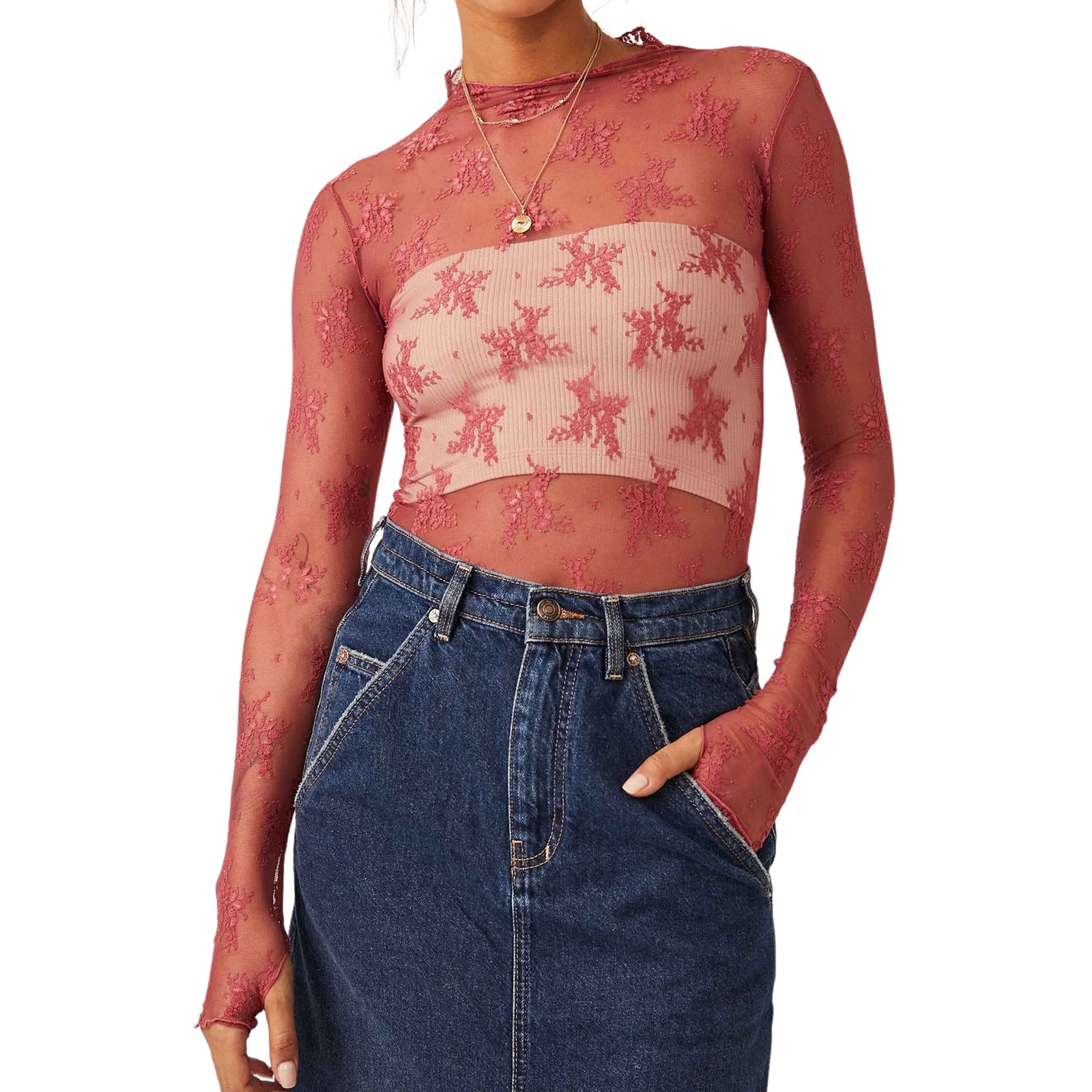 Mesh See-Through Long Sleeve Shirt