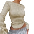 thumbnail image 1 of Okbabeha Women Y2k Long Sleeve Top Slim Fitted Crop Top 2023 Fall Fashion Aesthetic Clothes Going Out Top for Teen Girl, 1 of 2