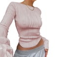 thumbnail image 1 of Okbabeha Women Y2k Long Sleeve Top Slim Fitted Crop Top 2023 Fall Fashion Aesthetic Clothes Going Out Top for Teen Girl, 1 of 6