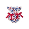 thumbnail image 1 of Okbabeha Newborn Baby Girls 4th of July Outfits Fourth of July Bubble Romper Fly Sleeve USA Flag Embroidery Bodysuits Summer Independence Day Clothes, 1 of 7