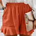 thumbnail image 1 of Okbop Athletic Shorts for Women Summer Plus Size Elastic Waist Pocket Loose Solid Shorts Pants Butterfly Shorts Orange XXL(12), 1 of 8