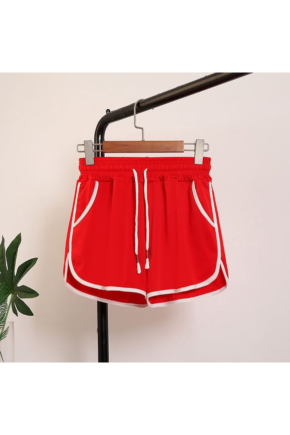 Athletic Shorts for Women Summer Solid Pocket Shorts Wear Work Out Shorts Pants Shapewear Shorts Red M(6)