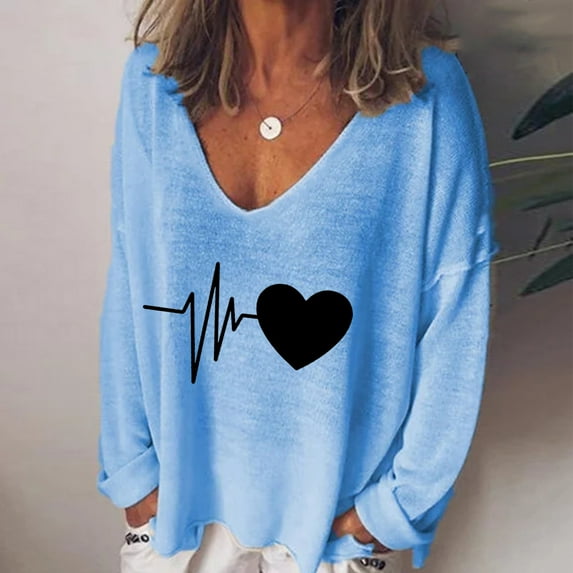 Okbop Crop Tops, Fashion Casual Print V-Neck Loose Long Sleeve T-Shirt Top Pullover Christmas Blouses for Women Camo Shirt