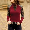thumbnail image 1 of Okbop Deep V Neck Tops for Women,Fashion Turtleneck Long Sleeve Cotton T-Shirt Casual Lace Peasant Blouses for Women Christmas T Shirts for Women, 1 of 5
