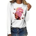 thumbnail image 1 of Okbop Girls Tops, Breast Cancer Top Casual Long Sleeve O-Neck Sweatshirt Pullover Christmas Blouses for Women Womens Flannel Shirts Long Sleeve, 1 of 4