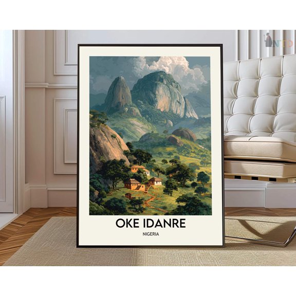 Oke Idanre Nigeria Poster, Ancient Hills And Mountain Map Decor