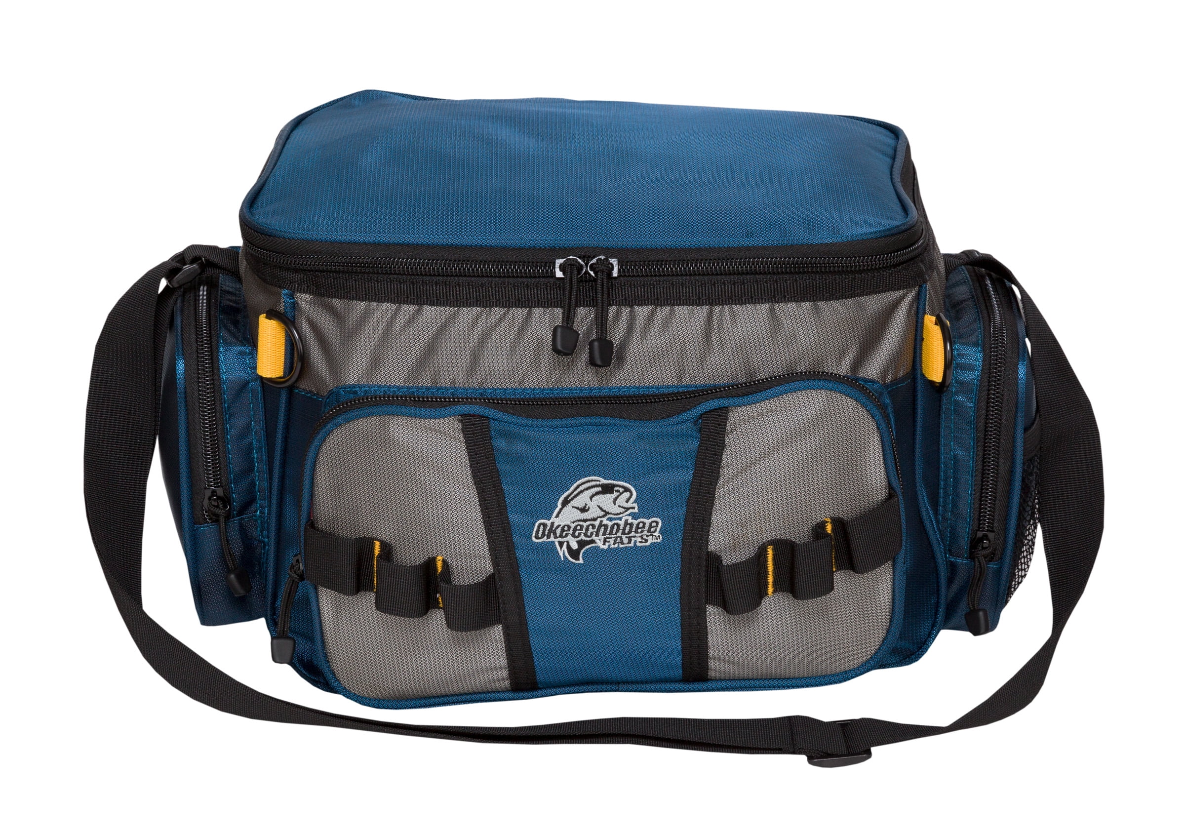 Okeechobee Fats Small Soft-Sided Fishing Tackle Bag with 2 3600 Utility Lure Boxes, Blue Polyester