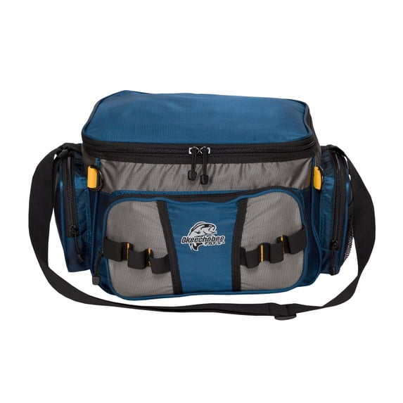 Okeechobee Fats Small Soft-Sided Fishing Tackle Bag with 2 3600 Utility Lure Boxes, Blue Polyester