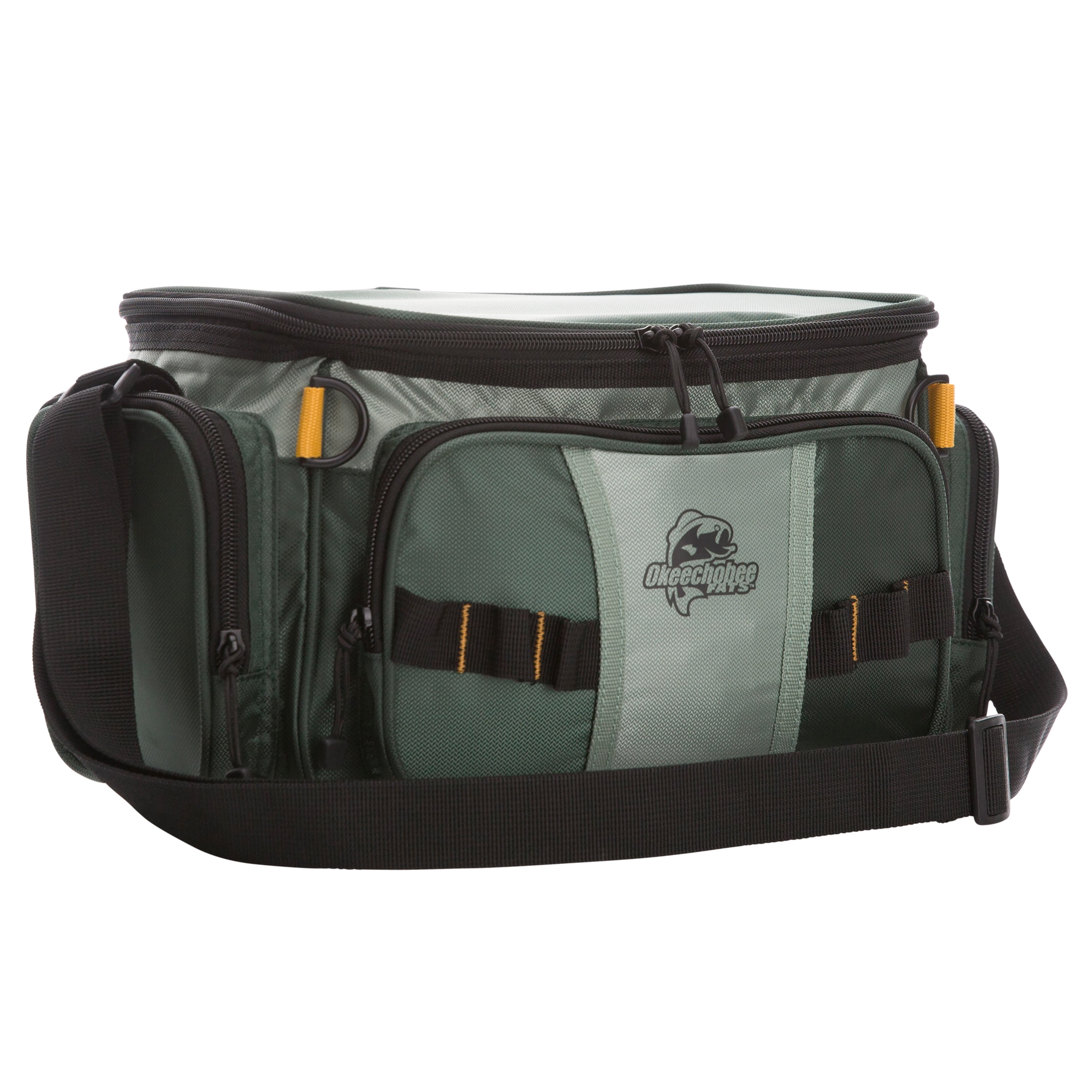 360 Fishing Gear Tackle Bag by Okeechobee Fats | Soft Sided Fishing Bag |  Includes 3 Fishing Accessories Utility Boxes | Top Loading Fishing Tackle