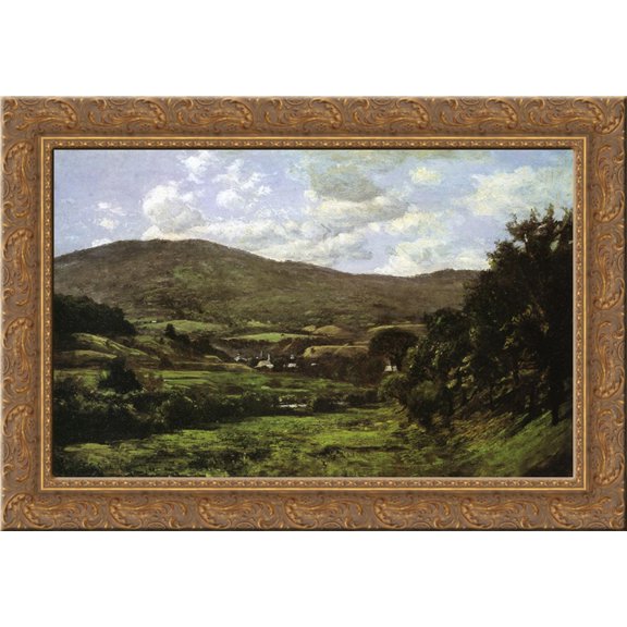 Okemo Mountain, Ludlow, Vermont 24x18 Gold Ornate Wood Framed Canvas Art by T. C. Steele