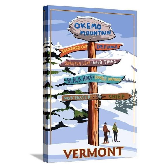 Okemo Mountain Resort, Vermont Ski Sign Destinations, Stretched Canvas Wall Art by Lantern Press Sold by Art.Com