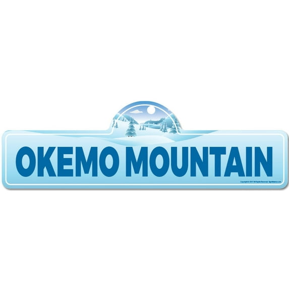 Okemo Mountain Street Sign | Indoor/Outdoor | Skiing Skier Snowboarder Décor for Ski Lodge Cabin Mountian House | SignMission personalized gift