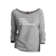 Okey Dokey Artichokey Women's Fashion Slouchy 3/4 Sleeves Raglan Lightweight Sweatshirt Sport Grey X-Large