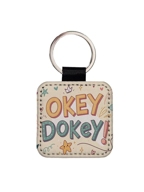 Okey Dokey Cute Faux Leather Square Keychain