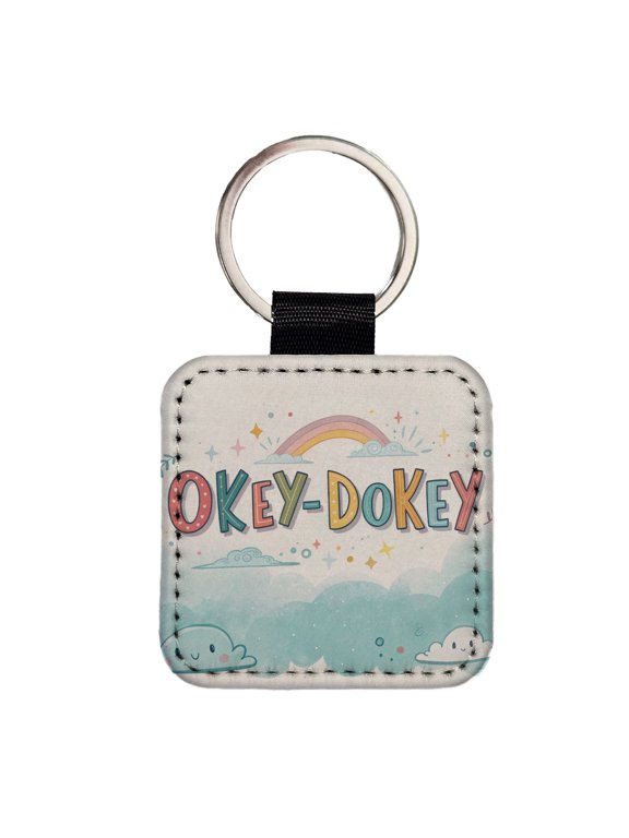 Okey Dokey Fun Colors Faux Leather Square Keychain
