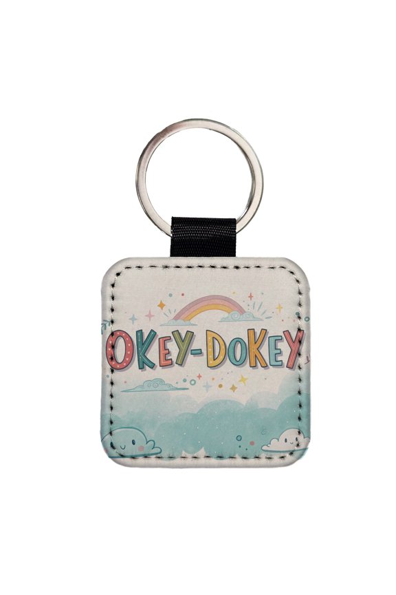 Okey Dokey Fun Colors Faux Leather Square Keychain