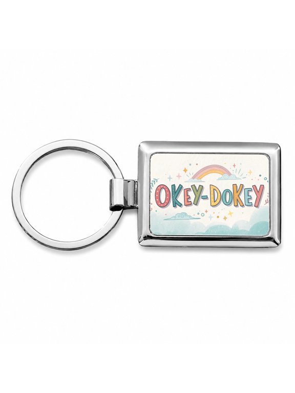 Okey Dokey Fun Colors Metal Rectangle Keychain
