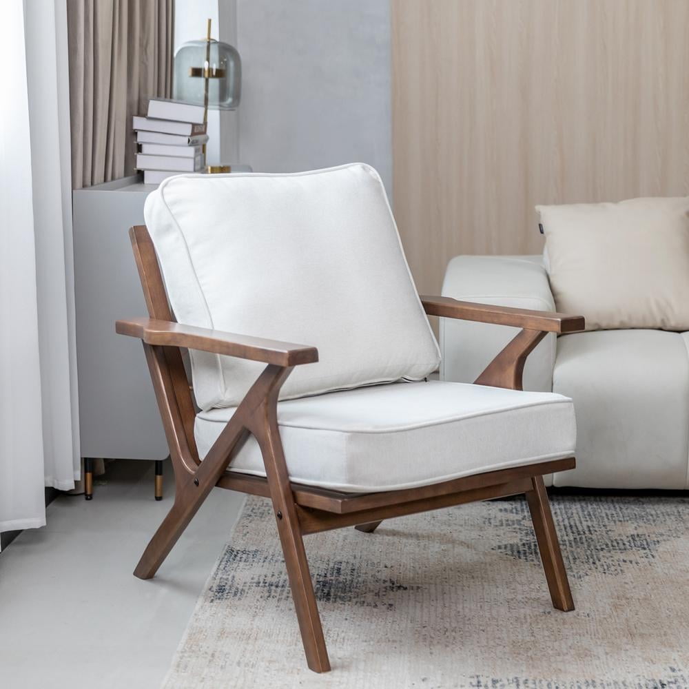 Okeysen Contemporary Furniture: Mid Century Modern Fabric Upholstered Accent Armchair, White - Walmart.com Okeysen Contemporary Furniture: Mid Century Modern Fabric Upholstered Accent Armchair, White - Walmart.com