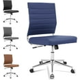 thumbnail image 1 of Okeysen Armless Office Desk Chair, Mid Back Ergonomic Swivel Conference Room Chair, Adjustable Height PU Leather Home Desk Chair, Modern Small Rolling Computer Task Chair, Navy Blue, 1 of 16
