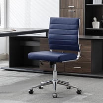 Okeysen Armless Office Desk Chair, Mid Back Leather Conference Room Chairs Without Armrests, Modern Office Chair Ribbed.