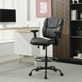 thumbnail image 1 of Okeysen Drafting Chair Standing Desk Chair, 500 LBS Leather Big and Tall Office Chair with Adjustable Armrests & Foot Ring, Modern Tall Desk Chair with Mid Back, Swivel Rolling Drafting Stool., 1 of 8