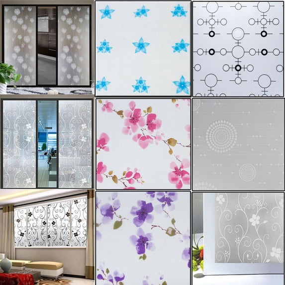 Okhoty Static Cling Non-Adhesive 45cm x 100cm Frosted Glass Decorative Privacy Window Film