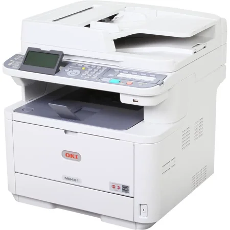 Oki Data MB491 Monochrome Laser Multifunction Printer – Print • Copy • Scan, 52?PPM, Duplex, 1200 × 1200 dpi, Workgroup MFP