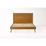 OkiOki Mid-Century Natural Stained Wood Bed Set, King