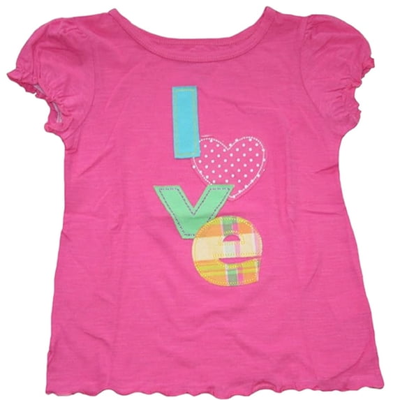 Okie Dokie Toddler Girl's Ruffled Love Pink T-Shirt Size 5T