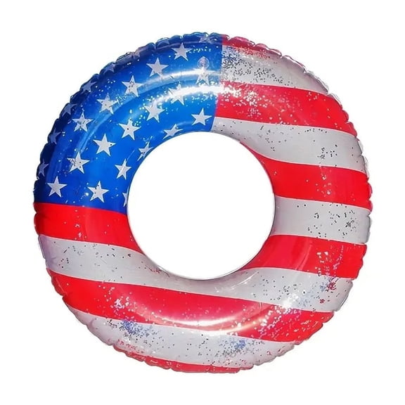 Okie Patriotic Star Pool Float 36 Inflatable Ring with Confetti Stars