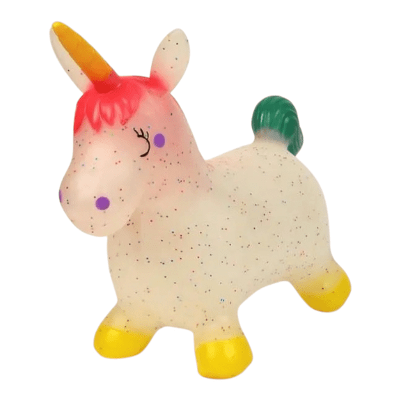 Okie Soft Play Inflatable Unicorn Hopper Toy for Kids  Glitter Speckled Bouncy Ride-On