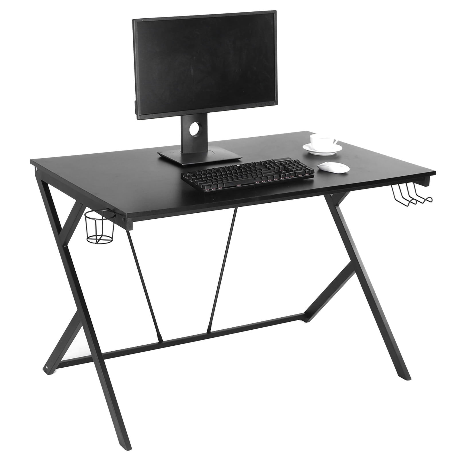 Okimo 48.8in Computer Desk Modern R‑Shape Gaming Table Ergonomic Study Writing Desk Workstation