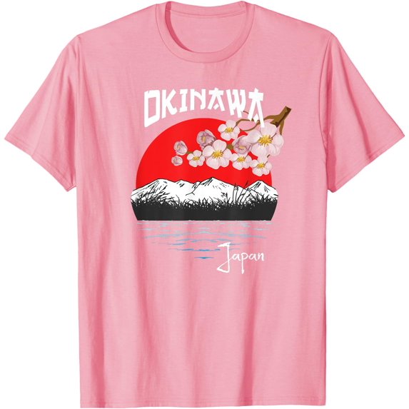 Okinawa Japan Cherry Blossom Art Gift Softstyle T-Shirt for Men Women Kids,Light Pink Color,Size YXL