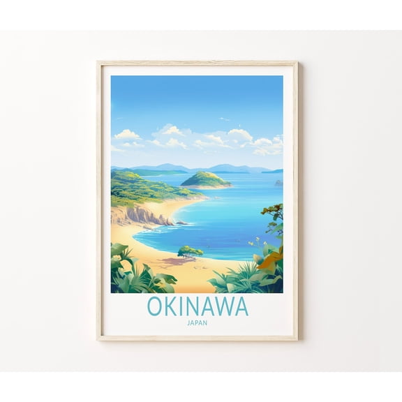 Okinawa Japan Tropical Island Coastal Landscape Wall Art, Unframed Paper Poster 8x10in