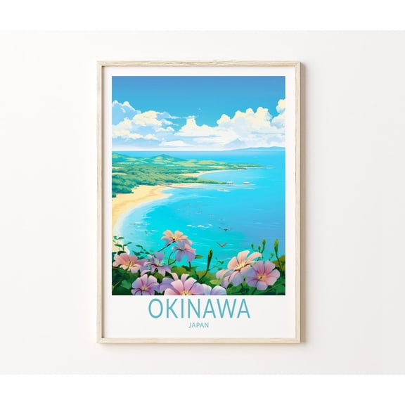 Okinawa Japan Tropical Island Coastal Landscape Wall Art, Unframed Paper Poster 8x10in